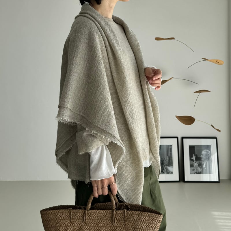 小物 argue SQUARE WOOL GAUZE STOLE/BEIGE argue SQUARE WOOL GAUZE STOLE/BEIGE