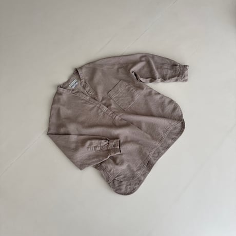 LINEN COTTON DENIM SHIRT PULLOVER / MAUVE BEIGE