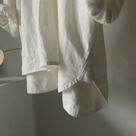 LINEN COTTON DENIM SHIRT PULLOVER/WHITE
