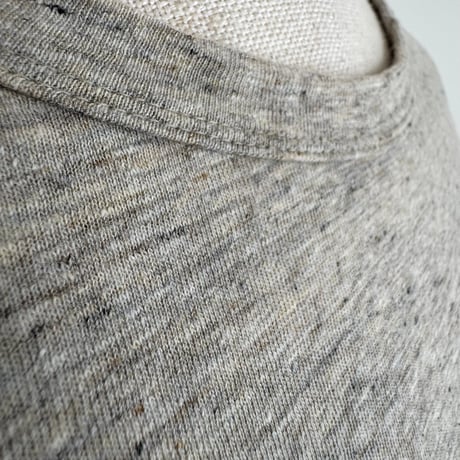 RAW MELANGE COTTON JERSEY   Layered Long T-shirt  【MOKU-GRAY】