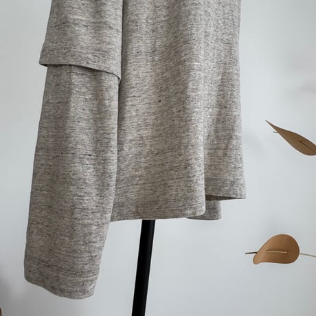 RAW MELANGE COTTON JERSEY   Layered Long T-shirt  【MOKU-GRAY】