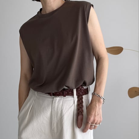 SUVIN GIZA PREMIUM POISE TANK TOP/OLIVE BROWN