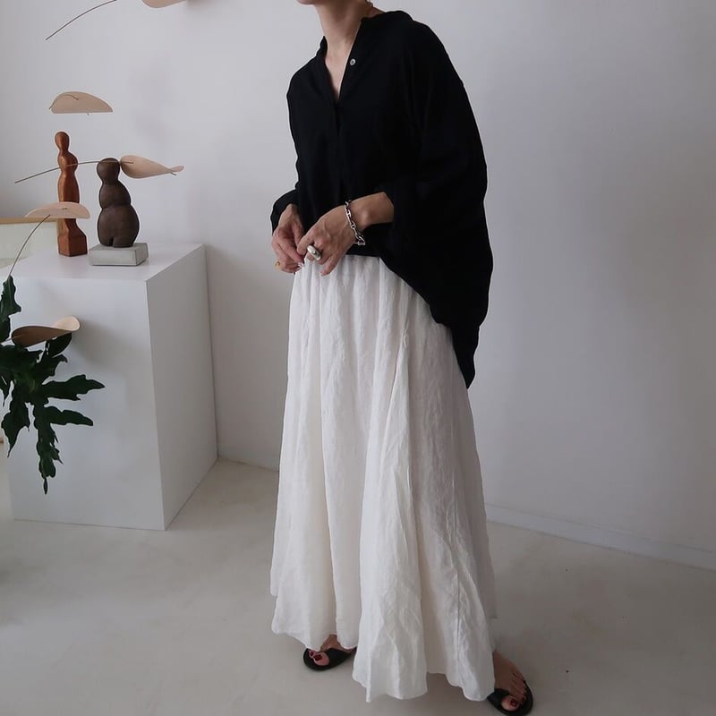 LINEN COTTON DENIM SHIRT PULLOVER / BLACK | ARGUE