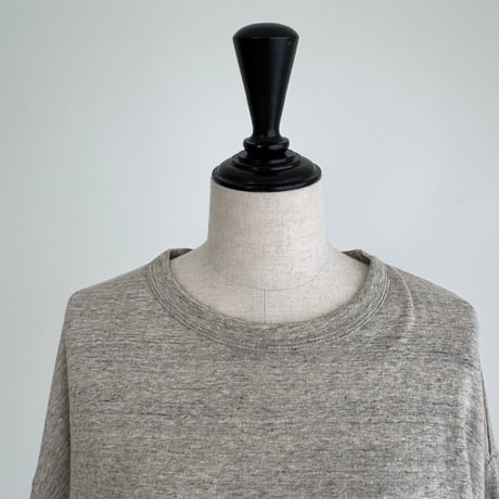 RAW MELANGE COTTON JERSEY   Layered Long T-shirt  【MOKU-GRAY】