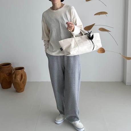 RAW MELANGE COTTON JERSEY   Layered Long T-shirt　【ECRU】