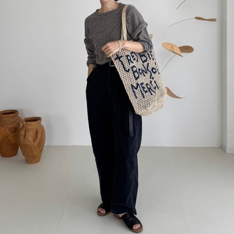RAW MELANGE COTTON JERSEY   Layered Long T-shirt  【MOKU－ＣHACOAL】