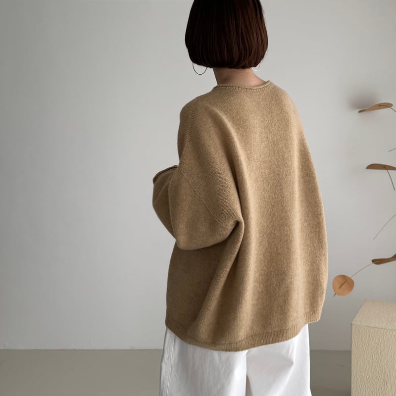 WOOL CASHMERE SWEAT-KNIT PULLOVER / CAMEL | ARGUE