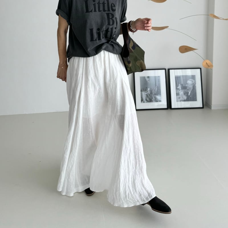 スカート argue FRENCHLINEN WASHABLE FLARE SKIRT ARGUE FRENCH LINEN WASHABLE FLARE SKIRT