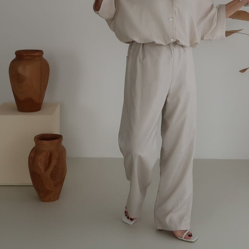 argue COTTON CUPRA LINEN PANTS ベージュ