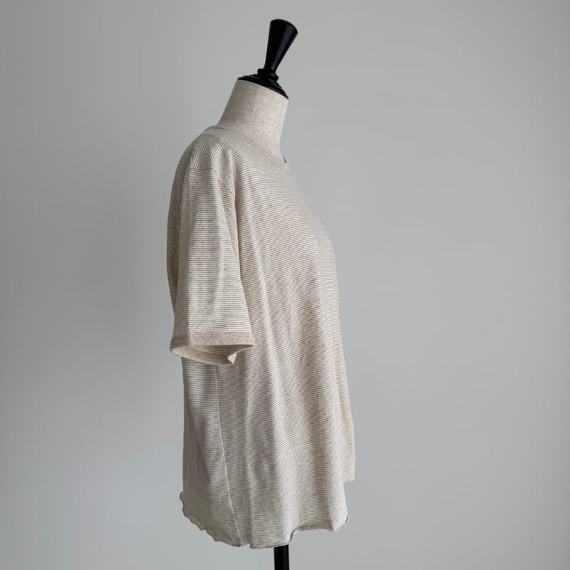 【argue】 LINEN COTTON OverTSHIRTS Tシャツ 新品 COTTON/LINEN SHIRT WITH GATHERS IN RIGHT SIDE(XS Black