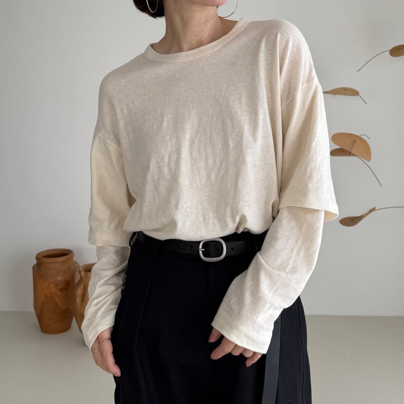 RAW MELANGE COTTON JERSEY Layered Long T-shir