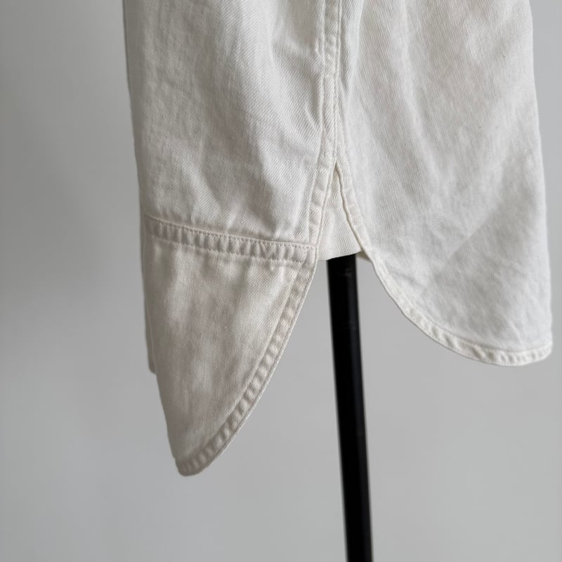 LINEN COTTON DENIM SHIRT PULLOVER/WHITE | ARGUE