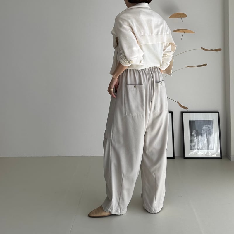 アーギュー argue リネンパンツ WOOL WIDE TUCK PANTS/WARM CREAM | ARGUE