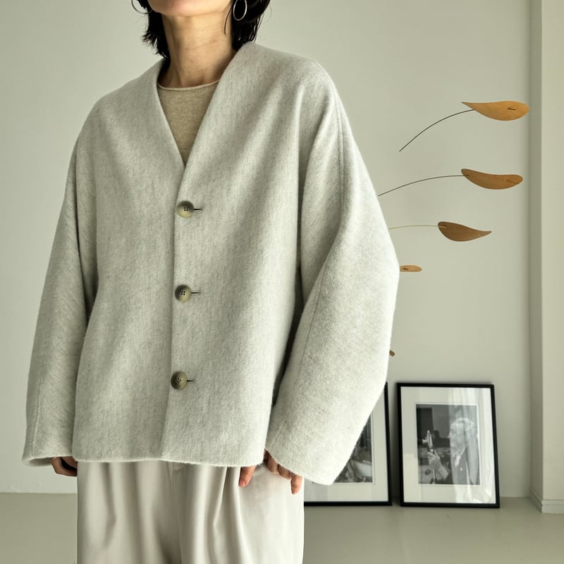 BISHU-WOOL SHAGGY SHORT JACKET COAT/CLAY | ARGUE