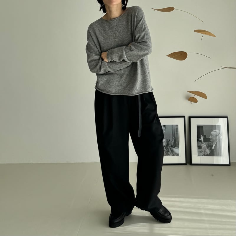 WOOL WIDE TUCK PANTS/BLACK | ARGUE