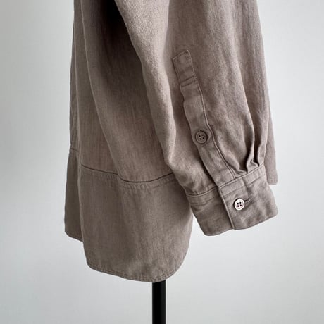 LINEN COTTON DENIM SHIRT PULLOVER / MAUVE BEIGE