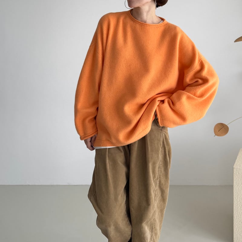 WOOL CASHMERE SWEAT-KNIT PULLOVER / APRICOT ORA