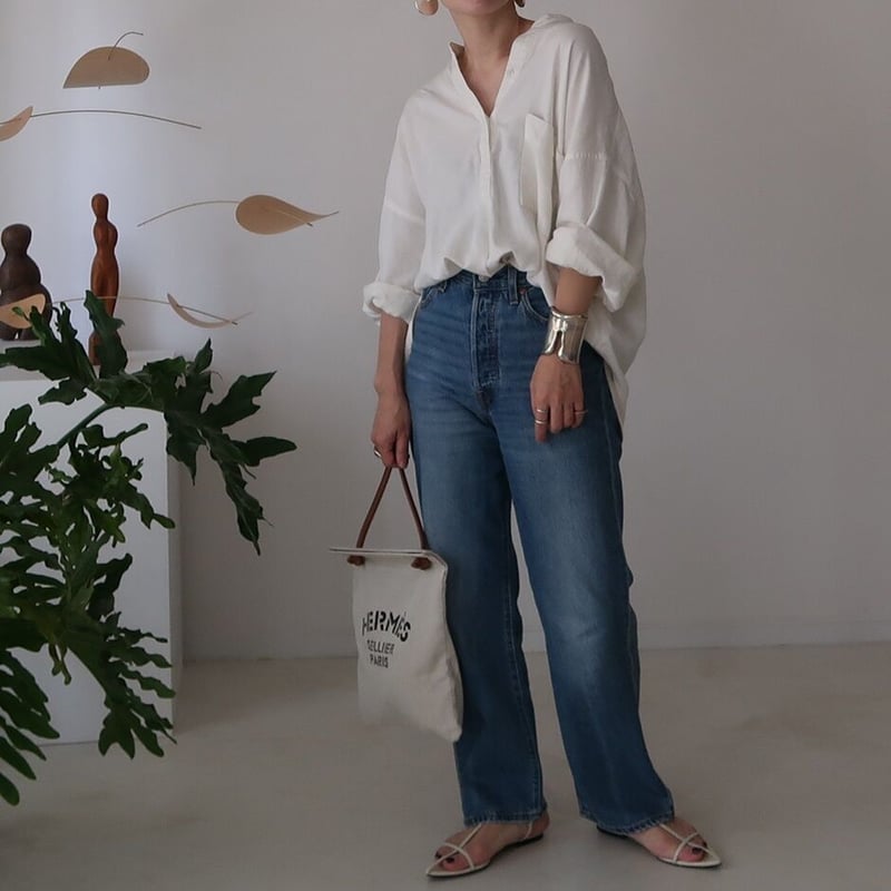LINEN COTTON DENIM SHIRT PULLOVER/WHITE | ARGUE