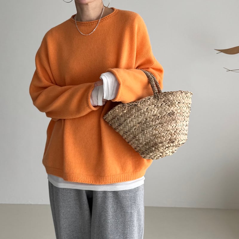 トップス ARGUE WOOL CASHMERE SWEAT-KNIT PULLOVER WOOL CASHMERE SWEAT-KNIT PULLOVER / APRICOT ORA
