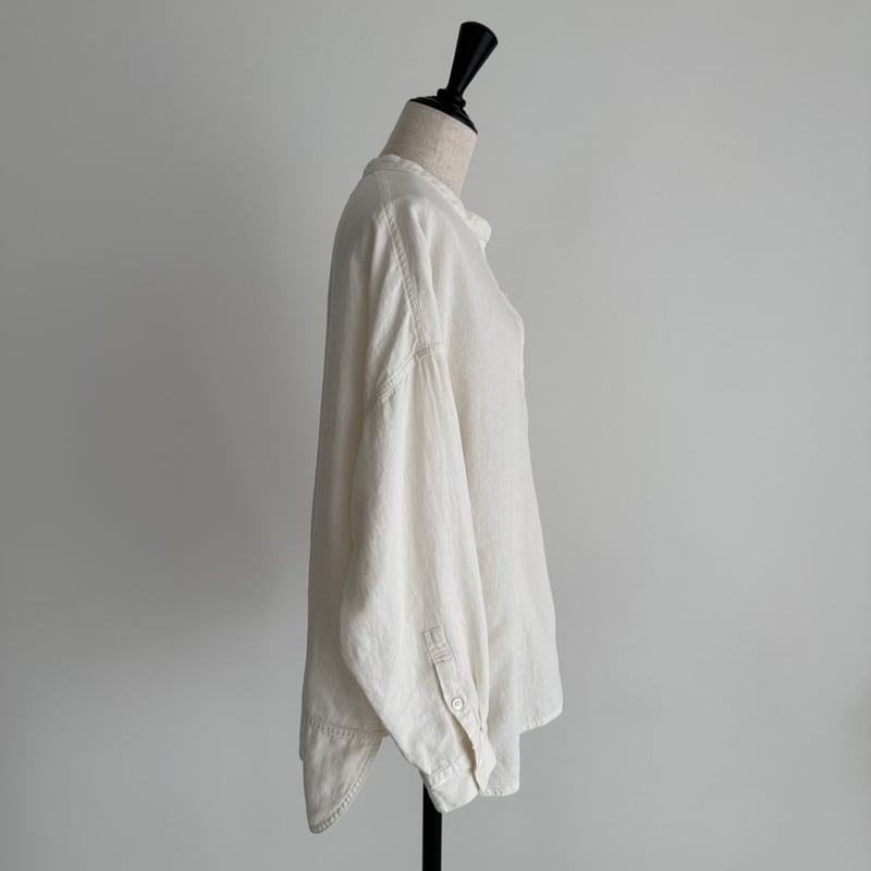 LINEN COTTON DENIM SHIRT PULLOVER/WHITE | ARGUE