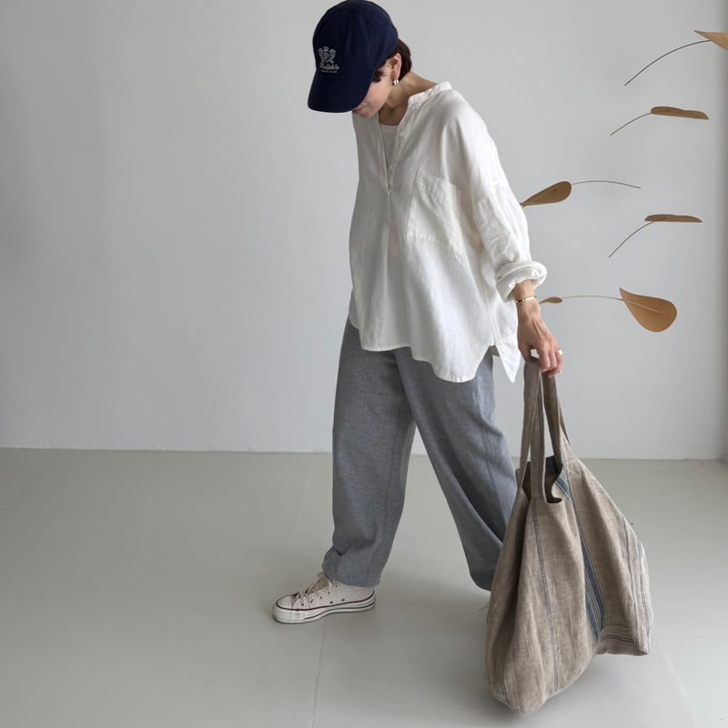 LINEN COTTON DENIM SHIRT PULLOVER/WHITE | ARGUE