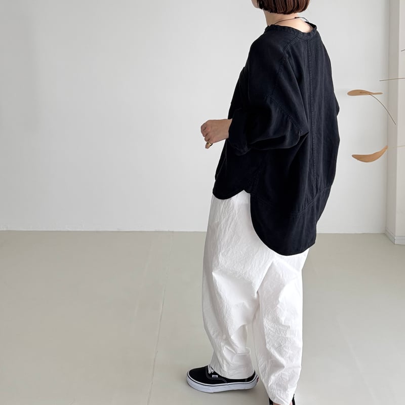 LINEN COTTON DENIM SHIRT PULLOVER / BLACK | ARGUE