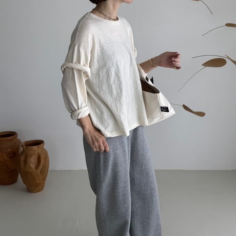 RAW MELANGE COTTON JERSEY   Layered Long T-shirt　【ECRU】