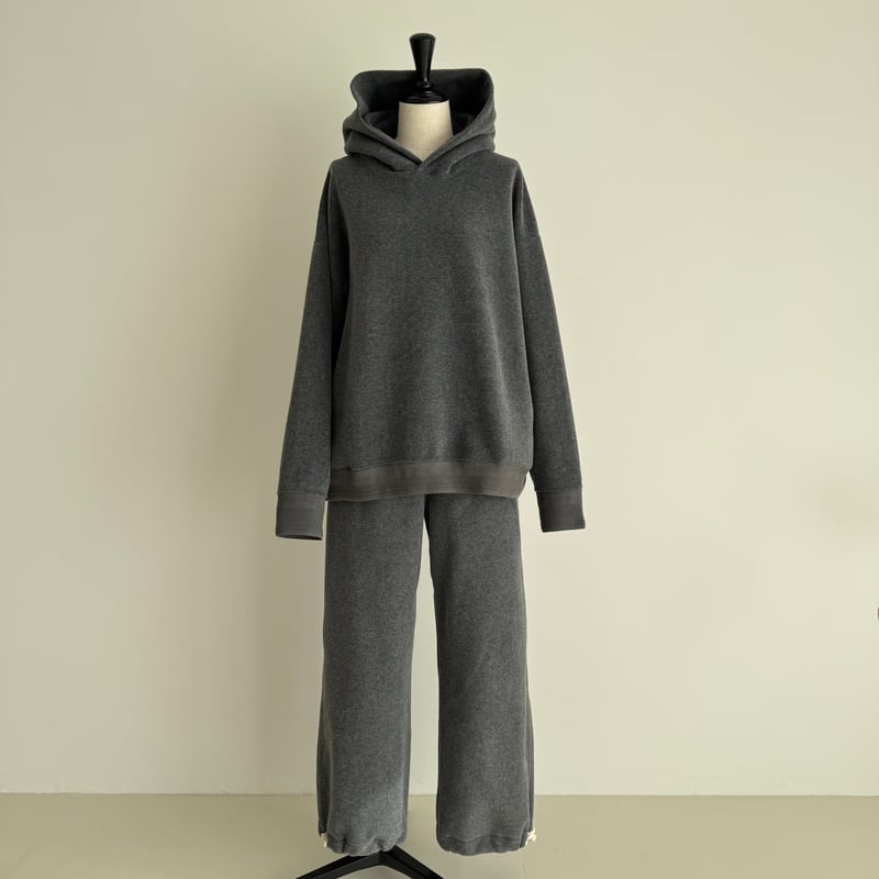 ITALY MELLOA FLEECE FOODIE＆PANTS SET-UP/CHARCOA