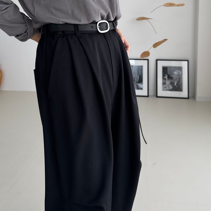 パンツ argue WOOL WIDE TUCK PANTS WOOL WIDE TUCK PANTS/BLACK | ARGUE