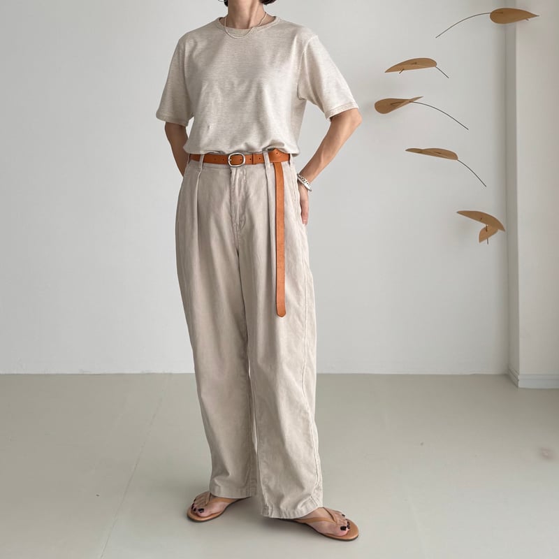 ORGANIC COTTON HEMP BORDER T-SHIRTS/BEIGE | ARGUE