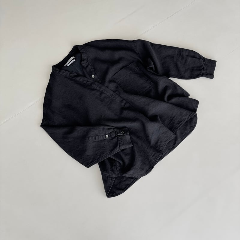 LINEN COTTON DENIM SHIRT PULLOVER / BLACK | ARGUE