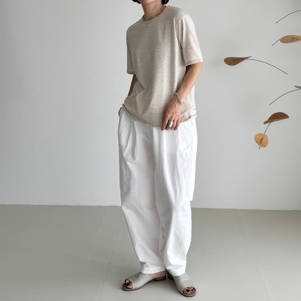 ORGANIC COTTON HEMP BORDER T-SHIRTS/BEIGE | ARGUE