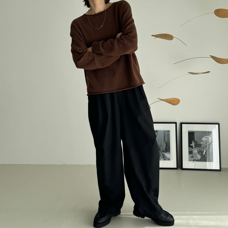 WOOL WIDE TUCK PANTS/BLACK | ARGUE WOOL WIDE TUCK PANTS/BLACK | ARGUE
