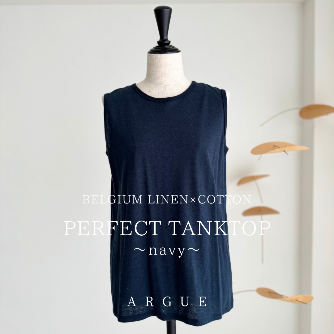 BELGIUM LINEN×COTTON PERFECT TANK-TOP/NAVY | A