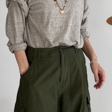 RAW MELANGE COTTON JERSEY   Layered Long T-shirt  【MOKU-GRAY】