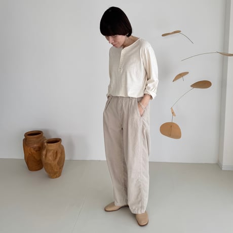OLD-NEP COTTON SILK MODEST  Henry Neck T-shirt