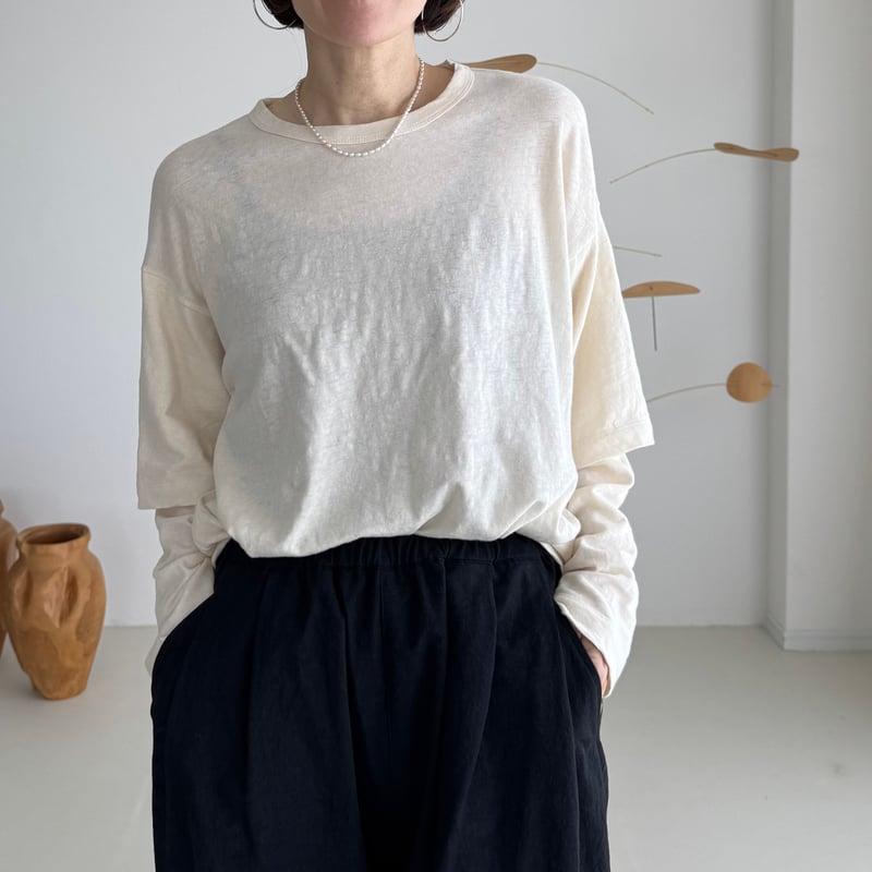 トップス RAW MELANGE COTTON JERSEY Layered T RAW MELANGE COTTON JERSEY Layered Long T-shir