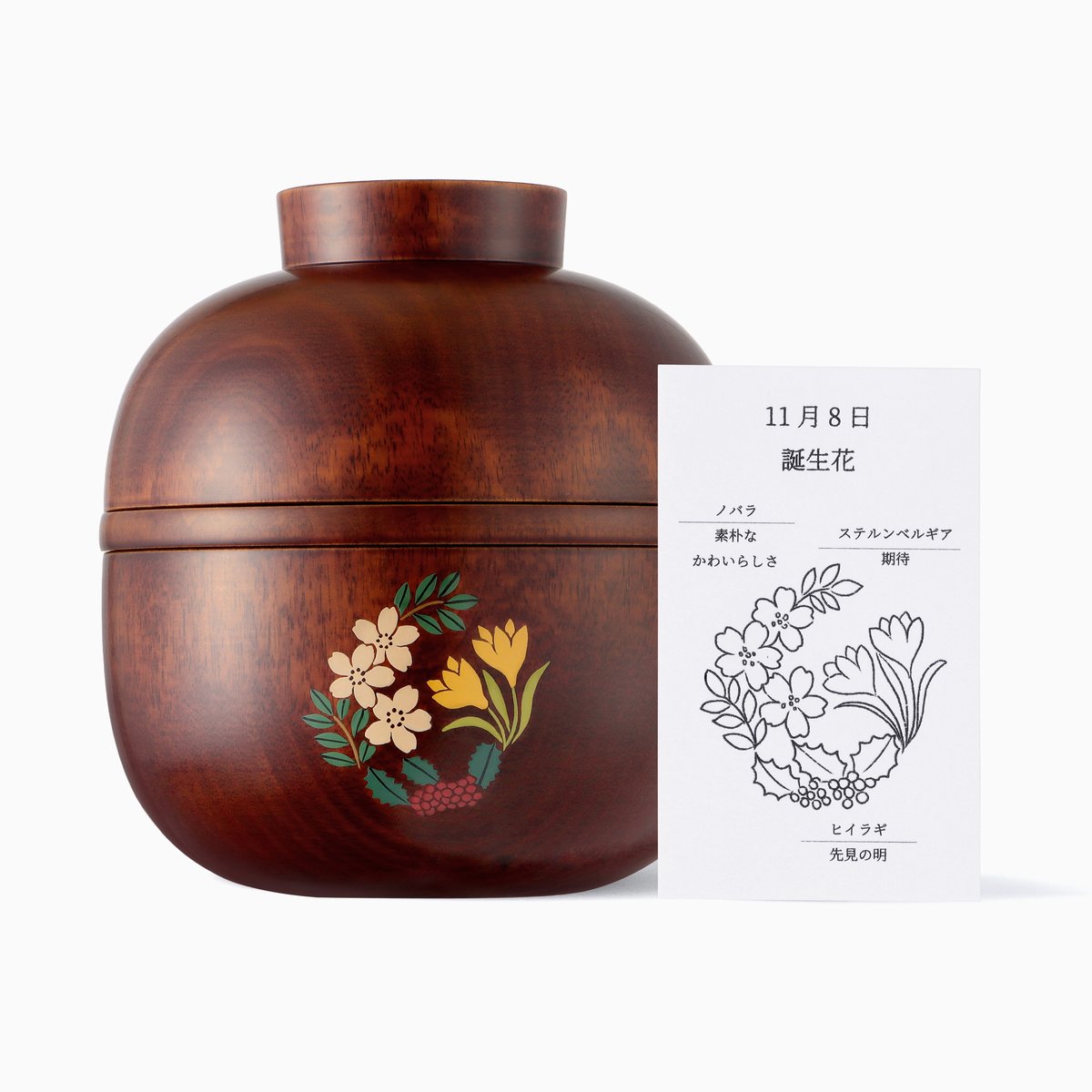 おあつらえ】めぶく弁当箱用・誕生花蒔絵（めぶくと一緒にご注文