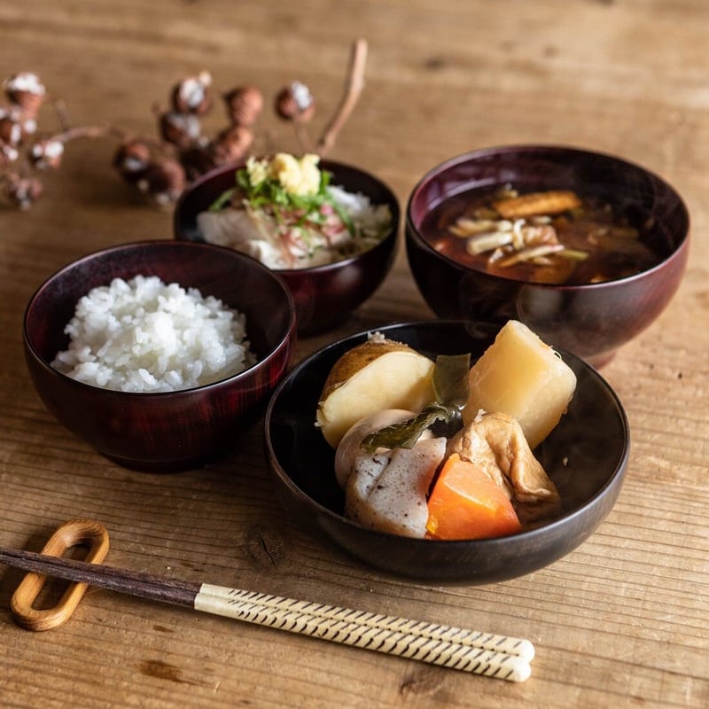 第11季共同受注】めぐる・日月（木地溜）＜単品・中＞ | 漆器