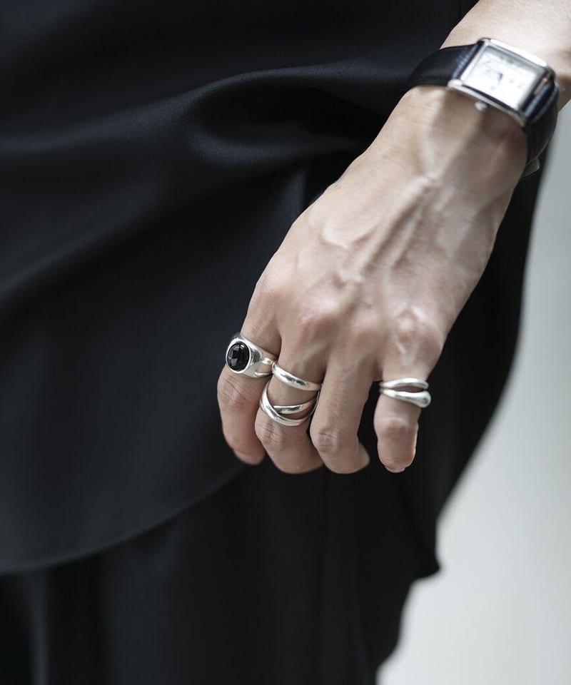 OX JEWELRY Silver Curve Pinky Ring(Scarf Ring) ...