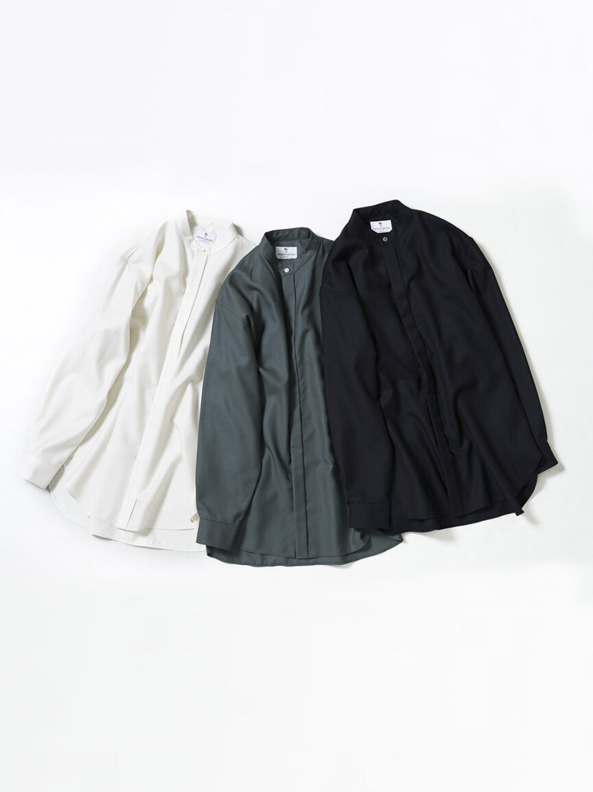 MBハイエンド尾州ウールシャツ（バンドカラー） | MB -there is a