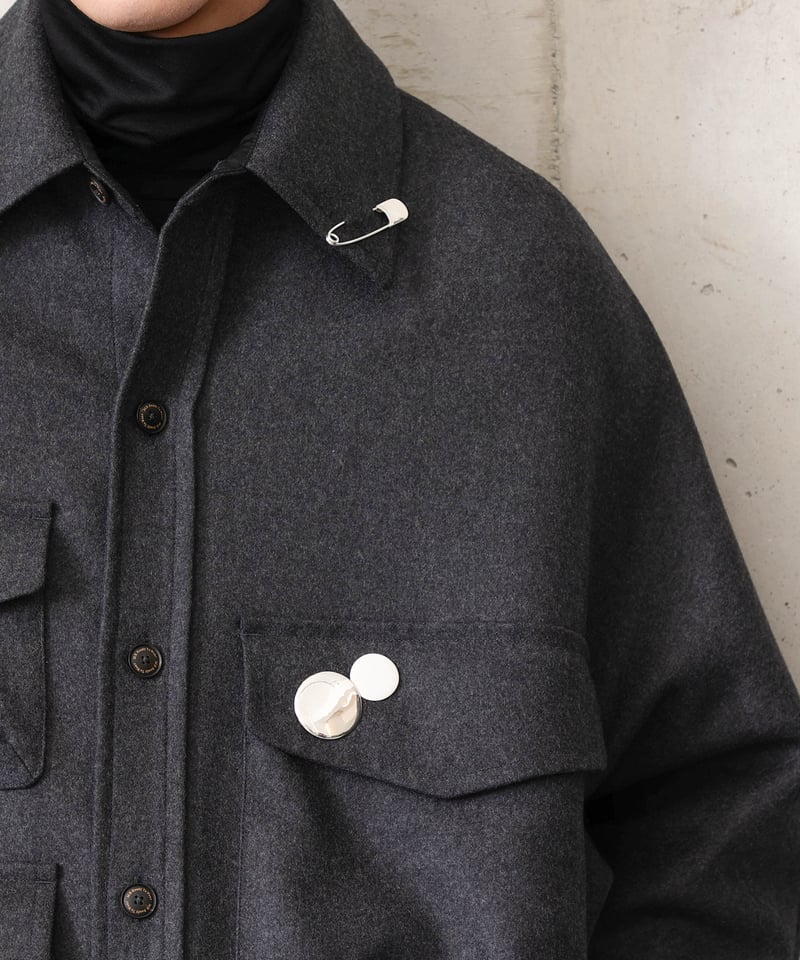 OX JEWELRy Silver Button Badge BIG | MB -there