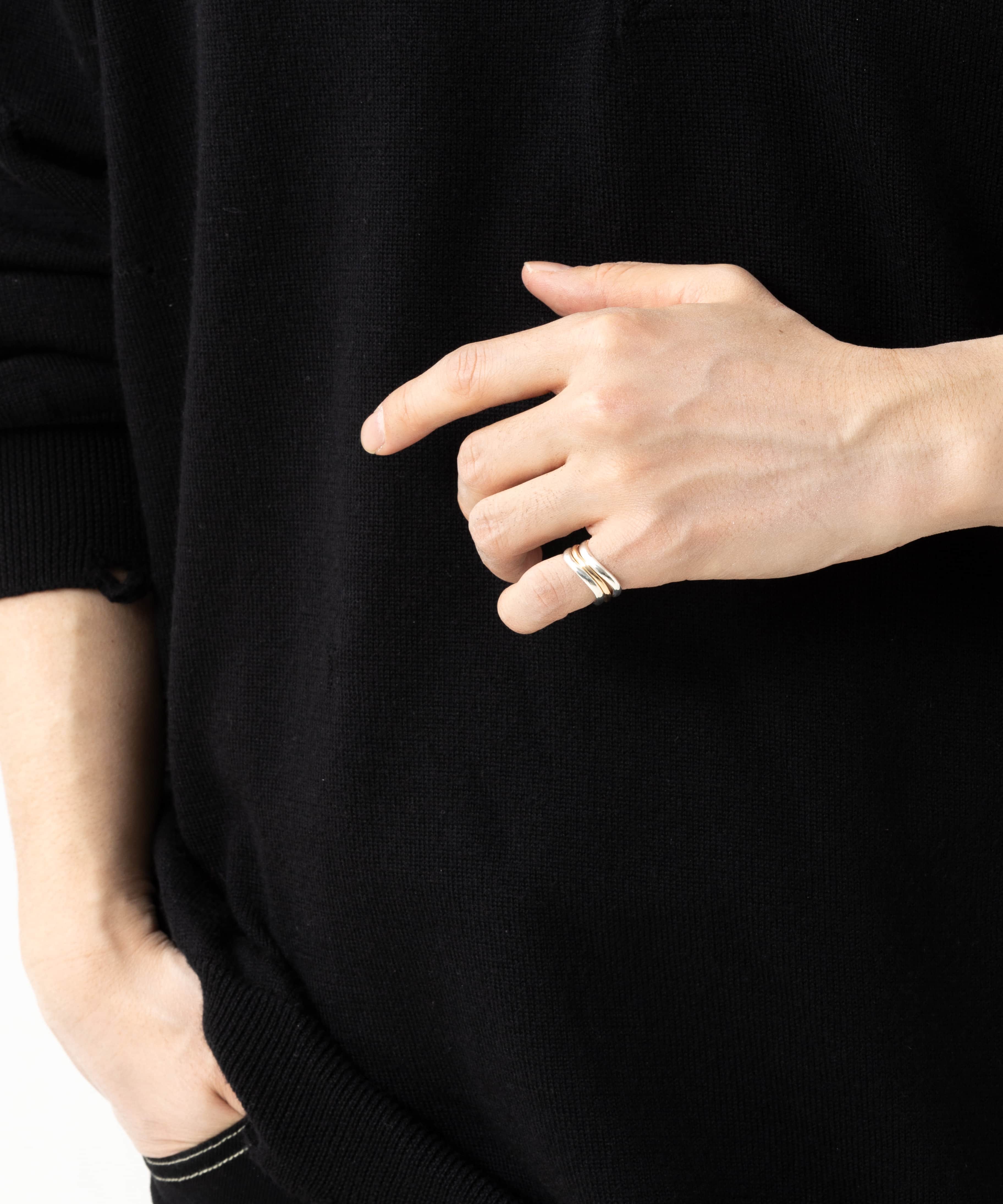 OX JEWELRY Silver Curve Signet Ring　19号 OX JEWELRY SILVER and GOLD TRIPLE CURVE PINKY R