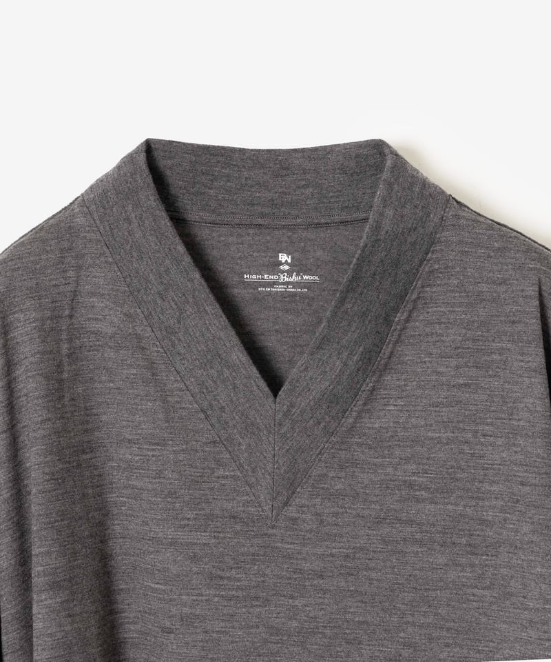 MBハイエンド尾州ウールTシャツ ビッグVネックプルオーバー | MB