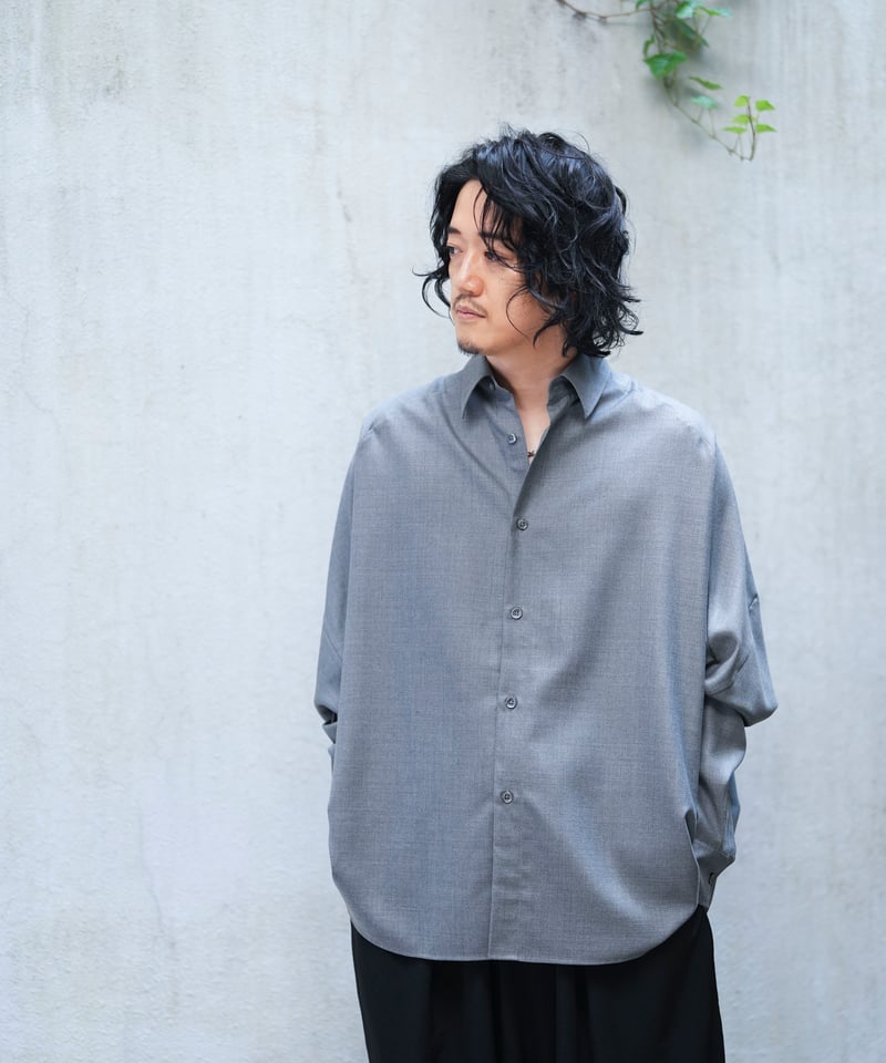 MB尾州ウール グレー 長袖シャツ MB尾州ウール グレー 長袖シャツ