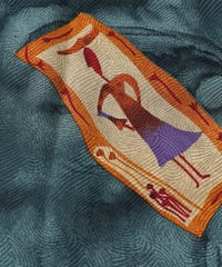 OX JEWELRy LIMITED Scarf VINTAGE DEAD STOCK FABRIC from ITALY -Slate-