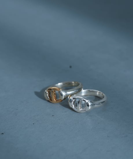OX JEWELRy Classic Center Anchor Chain Ring(silver × gold）