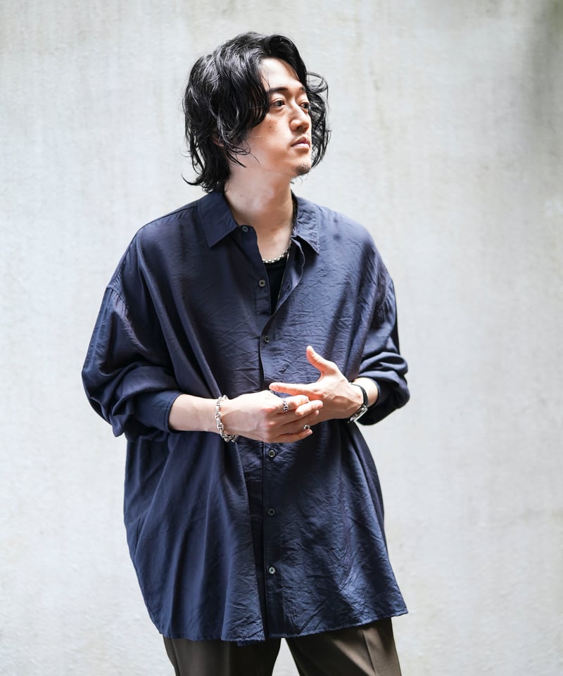 団*長様 MB STANDARD シルキードレープシャツ　ブラック　M MB STANDARD シルキードレープシャツ | MB -there is a reason