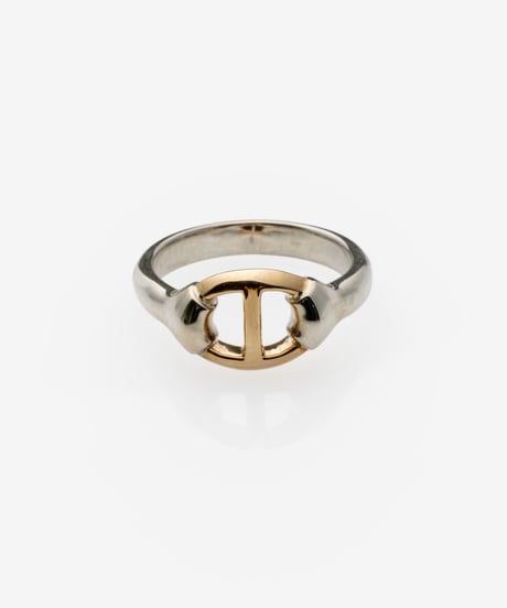 OX JEWELRy Classic Center Anchor Chain Ring(silver × gold）