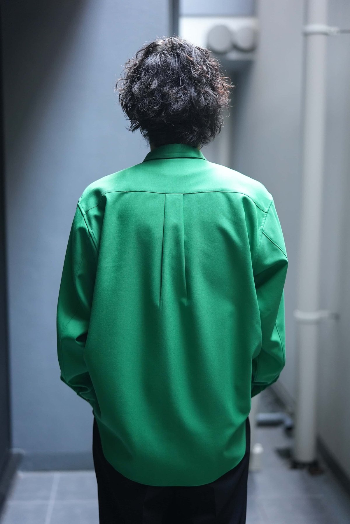 MBハイエンド尾州ウールシャツ リラックスフィット(グリーン)　Mサイズ IMG_8641.jpg